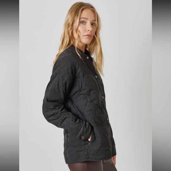 M5. NEW MYSTREE Quilted Heart Jacket Snap Buttons & Pockets Black S, M & L - Picture 6 of 8